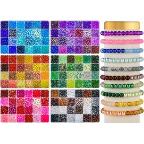 XSEINO About 7200PCS 6mm Glass Beads Bracelet Making Kit,144 Assorted Colors Crystal Glass Beads for Bracelet and Jewelry Making and DIY Crafts,Friendship Gifts,to Give to Friends, Family in Saudi Arabia