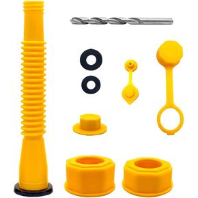 Gas Can Spout Replacement, Gas Tank Nozzle Compatible with Most 1/2/5/10 Gallon Gas Cans, Gas Can Nozzle Replacement, Anti-Spill Gas Can Spout Kit with Gas Can Cap, Gas Can Vent Caps (6 Kit)