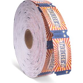 Carnival Roll Raffle Tickets Single Roll Carnival Party Tickets for Events, Classroom or School Carnivals, Fall Carnival, Family Games, Door Prizes (1000 Pcs)