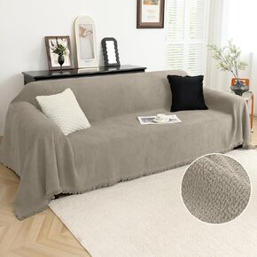 Arfntevss Love Seat Couch Covers Fleece Sectional Sofa Covers with Tassel Soft Plush Warm Sofa Throw Dogs Cats Pets Couch Slipcovers Fuzzy Loveseat Covers for 2 Cushion Couch (91" x 118", Gray)