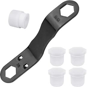 RV Water Heater Drain Plug Wrench Kit for RV Camper Water Heater Replace 7/8" 15/16" Drain Plugs Angled Design, 4pcs 1/2" NPT Replacement Drain Plug