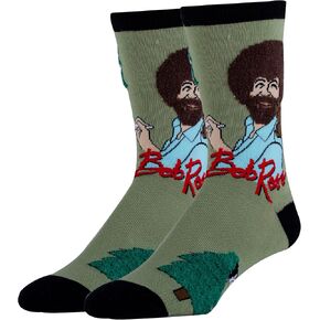 Men's Novelty Bob Ross Crew Socks, Funny Socks Crazy Socks, Fun Casual Dress Cotton Socks