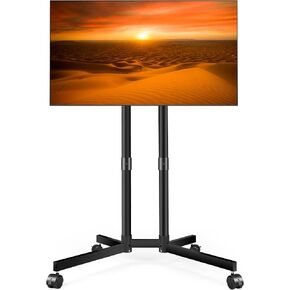 Rolling TV Stand for 32-75 Inch LCD LED 4K TVs Holds up to 99 lbs, Outdoor TV Stand, Mobile TV Stand with Wheels, Height Adjustable, ±10° Tilt TV Cart, Max VESA 400x400mm, Black