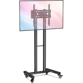 Rolling TV Stand for 23-60inch LED LCD Flat Curved Panel Screen TVs, Mobile Floor TV Stand with Wheels Holds Up to 88lbs, Height Adjustable Portable TV Cart with Dual Poles Max VESA 400x400mm