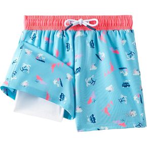 Angel season Boys Swim Trunks with Compression Liner Toddler Swim Shorts Stretch Bathing Suits for Boy Swimsuit Size 2-8