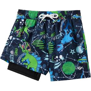 Angel season Boys Swim Trunks with Compression Liner Toddler Swim Shorts Stretch Bathing Suits for Boy Swimsuit Size 2-8