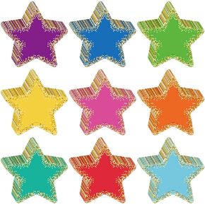 Seajan 108 Pcs Confetti Star Cutouts for Classroom 3.5 Inch Bulletin Board Chalkboard Paper Star Cutouts Decor Assorted Colors Star Accent for DIY Kids Craft School Projects Rustic Party Supplies