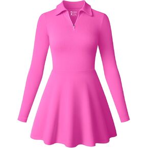 OQQ Womens Dress Casual Long Sleeve Elastic Simple A-Line Zipper Mini Dress