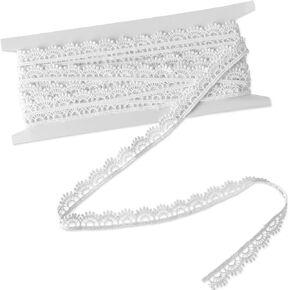 Lace Ribbon, White 1/2''×5 Yards Crocheted White Lace Trim for Sewing Vintage Scalloped Edge Lace Ribbons for Crafts, Gift Wrapping, DIY Sewing Making, Scrapbooking, Wedding Bouquet Decorations