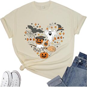 Women's Halloween Shirt: Love Art Patterns Halloween Party T-Shirt Crewneck Short Sleeve