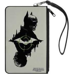 Buckle-Down DC Comics Wallet, Zip Pouch, The Batman Movie Batman and Riddler Poses and Logos Cityscape, Canvas