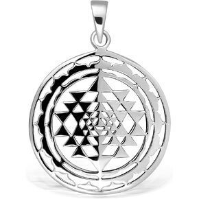 WithLoveSilver Sterling Silver Sri Yantra Sri Chakra Sacred Geometry Talisman Pendant