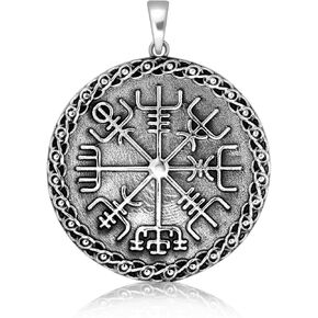 WithLoveSilver 925 Sterling Silver Celtic Talisman Vegvisir Viking Compass Protection Pendant