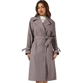 Women's Double Breasted Long Trench Coat Windproof Classic Lapel | Side Pocket Thin Coat With Belt.