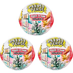 MGA's Miniverse Make It Mini Holiday 3 Pack Series Mini Collectibles - Seasonal, Blind Packaging, DIY, Resin Play, Replica Food, NOT Edible, Collectors, 8+