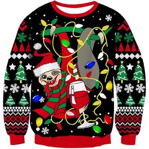 Women Ugly Christmas Sweater Funny Light Up Long Sleeve Jumper Sweater