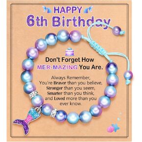 Mermaid Birthday Bracelets- 4th 5th 6th Birthday Gifts for Daughter Granddaughter Niece