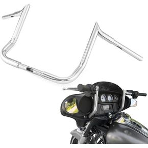 10" Rise Handlebar Ape Hangers Monkey Bar Compatible with Harley Touring Street Glide Electra Glide FLHX FLHT Models 1986-2023 with Batwing Fairng Chrome