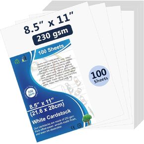 60 Sheets White Cardstock 8.5" x 11" Printer Paper Bulk 230 GSM Cover Stock Paper Thick Paper Card Stock for Card Making, Invitations, Scrapbooking, Arts and Crafts