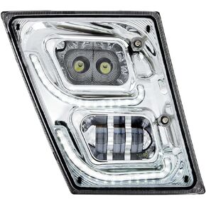 United Pacific 32595 - Fog Light - Chrome High Power Led Fog Light With Led Drl & Position Light For 2003-2017 Volvo Vn/