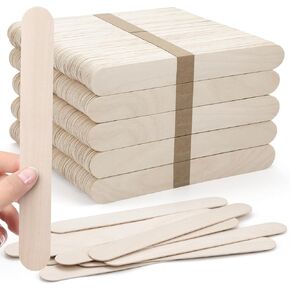 WISYOK 8 inch Popsicle Sticks, 500 Pcs Jumbo Wood Craft Sticks, Fan Handles, Large Popsicle Sticks for Crafts, Wedding Programs, Great for DIY Creative Designs and Children Education