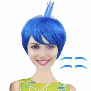 Joy Wig Short Blue Costume Cosplay Wigs for Halloween