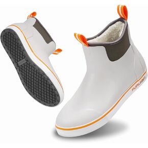 Furuian Men's Deck Boots with Fuzzy Lining Rubber Boots for Men Ankle Fishing Boots Anti-slip Warm Winter Boots Watereproof Snow Boots for Fishing, Gardening, Outdoor in Kuwait