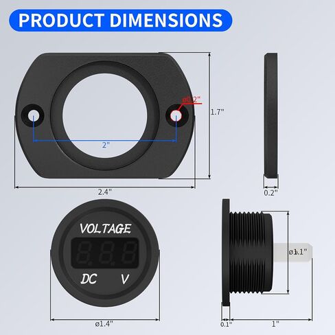 DaierTek Voltage Meter 12V Red Voltage Gauge Waterproof 12 Volt Gauge 24V 36V Digital Display Voltmeter for car Truck RV ATV Boat Marine in Saudi Arabia