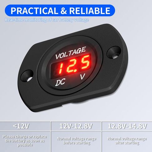 DaierTek Voltage Meter 12V Red Voltage Gauge Waterproof 12 Volt Gauge 24V 36V Digital Display Voltmeter for car Truck RV ATV Boat Marine in Saudi Arabia