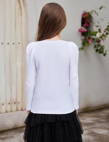 Arshiner Girls Shirts Puff Long Sleeve Shirts Casual Crewneck Tops Tunic Blouse in Saudi Arabia