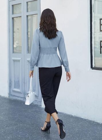 GRACE KARIN Button Down Shirts for Women Fall Peplum Tops Long Sleeve Work Blouse Collared Shirt Dressy Top in Saudi Arabia
