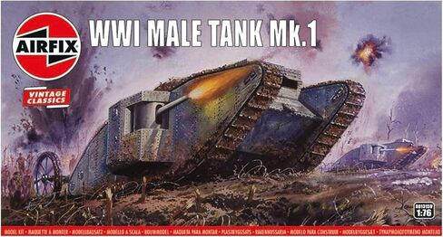 Airfix Model Tank - A01315V WWI Male Tank Mk.I، مجموعات نماذج بلاستيكية للبالغين والأطفال 8+، مقياس 1:76، مستوى المهارة 2، نماذج عسكرية لموضوع WW2، دبابات الحرب العالمية 2 in Saudi Arabia