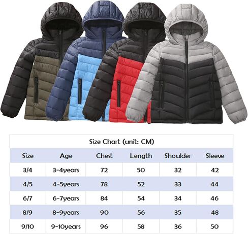 Boys Girls Toddlers Lightweight Hooded Puffer Jacket Kids Winter Coat Warm Comfy Outerwear in Saudi Arabia