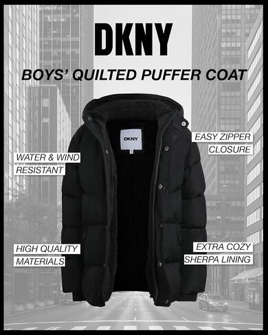 DKNY Boys Puffer Jacket - Heavyweight Quilted Wind & Water Resistant Boys Winter Coat Poly Taffeta Insulated Winter Jacket in Saudi Arabia