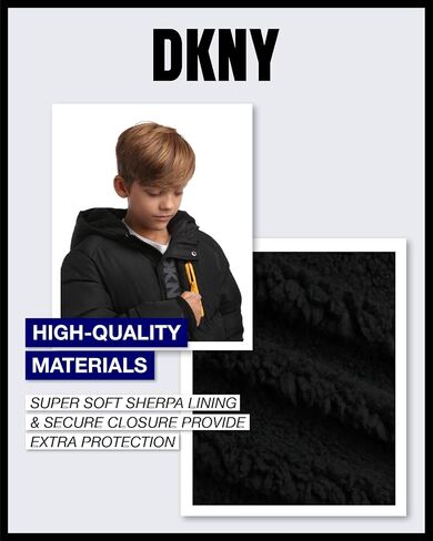 DKNY Boys Puffer Jacket - Heavyweight Quilted Wind & Water Resistant Boys Winter Coat Poly Taffeta Insulated Winter Jacket in Saudi Arabia