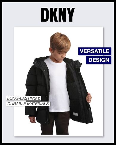 DKNY Boys Puffer Jacket - Heavyweight Quilted Wind & Water Resistant Boys Winter Coat Poly Taffeta Insulated Winter Jacket in Saudi Arabia