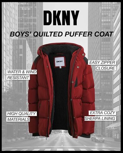 DKNY Boys Puffer Jacket - Heavyweight Quilted Wind & Water Resistant Boys Winter Coat Poly Taffeta Insulated Winter Jacket in Saudi Arabia