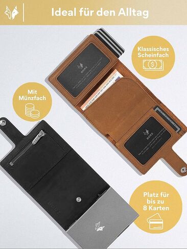 MAXUS 1 Wallet, card case with RFID protection, mini wallet cardholder, wallet for cards and notes made of genuine leather for men and women in Saudi Arabia