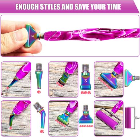 Diamond Art Pens Tools Diamond Painting Accessories Kits With Screw Metal Tip Roller Diamond Painting Pen Drill Bead Dot Pens For Art Craft Nail (Purple pen Color 6) in Saudi Arabia