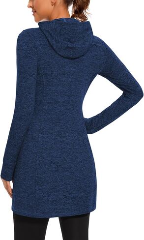 WOWENY Women's Fleece Dress Thermal Sweatshirt Tunic Dress Long Quarter Zip Pullover Polar Winter Dress with Pocket in Kuwait