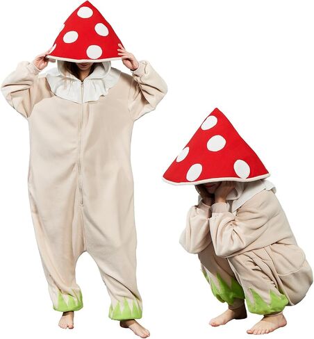Mushroom Onesie Adult Halloween Mushroom Costume Fun and Cozy One-Piece Pajamas for Women and Men in Saudi Arabia