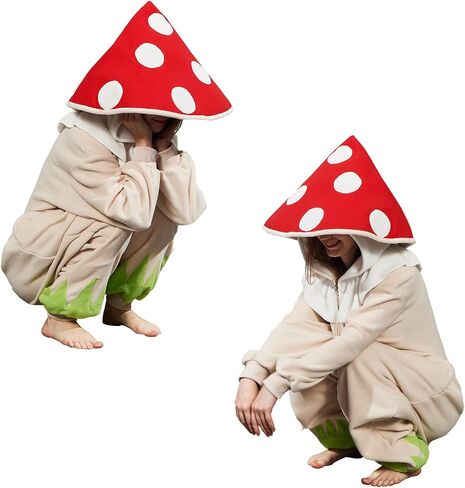 Mushroom Onesie Adult Halloween Mushroom Costume Fun and Cozy One-Piece Pajamas for Women and Men in Saudi Arabia