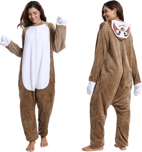 Unisex Adult Animal Onesie Pajamas, Men Women Flannel Halloween Cosplay Costume in Kuwait