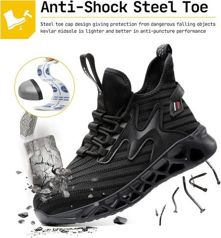 Steel Toe Work Shoes for Men Women Lightweight Comfortable Industrial & Construction Safety Boots in Saudi Arabia
