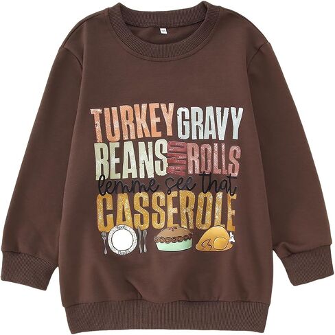 Boy Girl Thanksgiving Sweatshirt Turkey Gravy Beans and Rolls Let Me See That Casserole Shirt Kids Thanksful Outfit in Kuwait