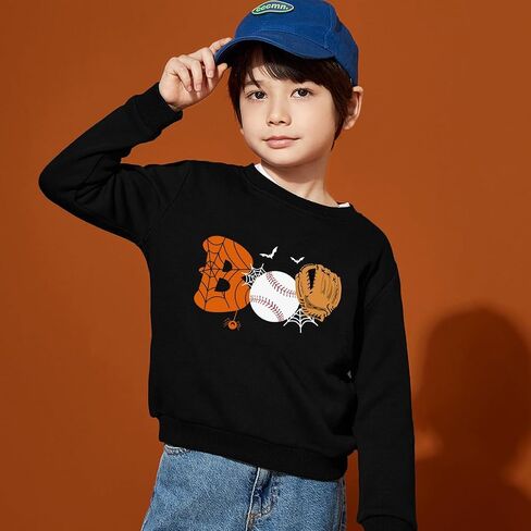 Halloween Sweatshirts for Boys Girls Spooky Vibes Pullover Long Sleeve Shirt Ghost Pumpkin Fall Clothes 1-10 Years in Saudi Arabia