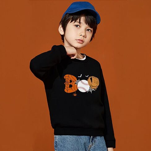 Halloween Sweatshirts for Boys Girls Spooky Vibes Pullover Long Sleeve Shirt Ghost Pumpkin Fall Clothes 1-10 Years in Saudi Arabia