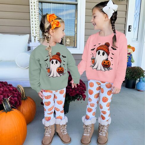 CM C&M WODRO Toddler Halloween Sweatshirt Girl Boy Pumpkin Ghost Pullover Crewneck Long Sleeve Shirt Cute Spooky Season Tops in Kuwait
