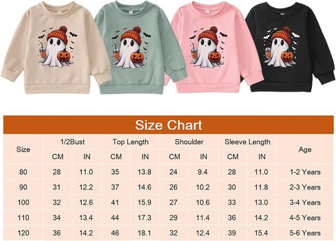 CM C&M WODRO Toddler Halloween Sweatshirt Girl Boy Pumpkin Ghost Pullover Crewneck Long Sleeve Shirt Cute Spooky Season Tops in Kuwait
