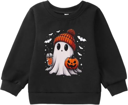 CM C&M WODRO Toddler Halloween Sweatshirt Girl Boy Pumpkin Ghost Pullover Crewneck Long Sleeve Shirt Cute Spooky Season Tops in Kuwait